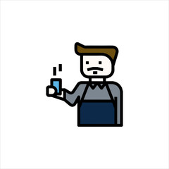 vector illustration of a man holding a key