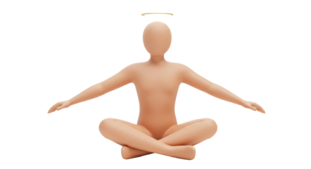 Isolated Meditating Figure with Halo