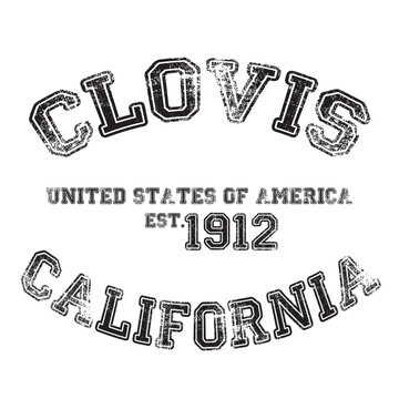 vintage college varsity california's clovis city slogan emblem print with grunge effect for graphic tee t shirt or sweatshirt - vector