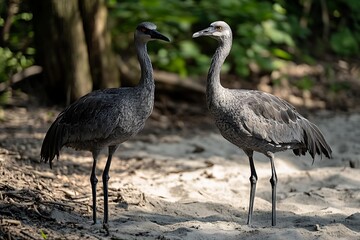 Two Cranes on Sandy Shore