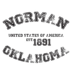 vintage college varsity oklahoma's norman city slogan emblem print with grunge effect for graphic tee t shirt or sweatshirt - vector
