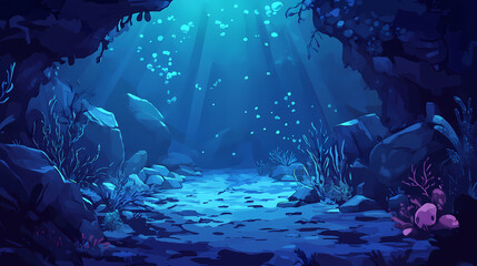 Underwater empty dark blue background. fathomless. illustration. Fathomless Blue. Illustration