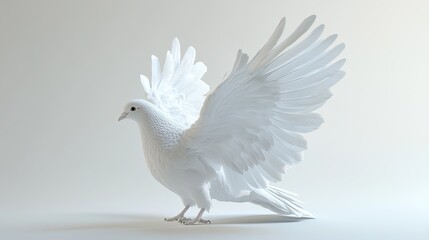 White dove resting on a rock and branch in nature showing peace and freedom