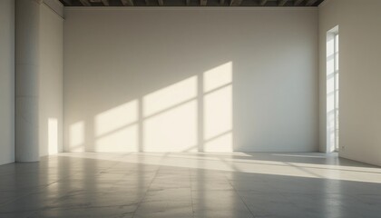 Obraz premium Natural light streaming through windows in a minimalist interior space modern design calm atmosphere bright and airy feel