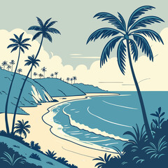 Sunny Tropical Paradise with White Sand and Waves