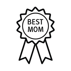 Mother's Day Award Ribbon Illustration – Heart and Handwritten Text