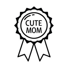 Mother’s Day Love Award Ribbon – Flat Style Vector Badge