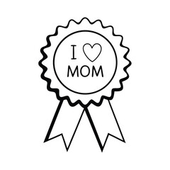Mother's Day Honor Badge with Heart and Ribbon – Vector Illustration