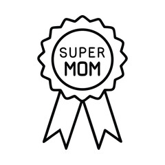 Happy Mother's Day Award Ribbon with Heart and Love Message Vector