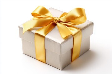Fototapeta premium Gift box wrapped with a shiny golden ribbon ready for a special occasion