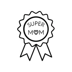 Mother's Day Celebration Award Badge – Ribbon and Heart Design Vector