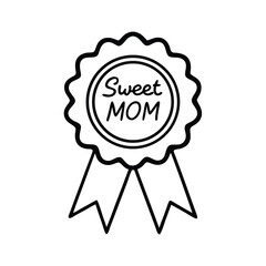 Stylish Mother's Day Award Badge with Ribbon, Heart, and Script Text