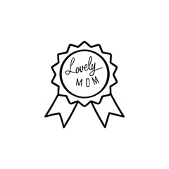 Mother’s Day Heart Award Badge – Vector Design with Ribbon and Typography