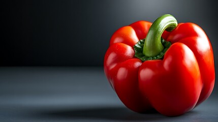 Juicy Red Bell Pepper on Dark Background.