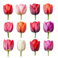 Fototapeta premium Colorful tulip cutout background for floral designs studio setting digital artwork vibrant palette