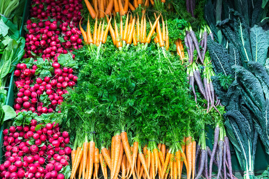 Fruit and vegetables in a supermarket