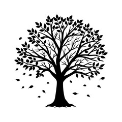 Obraz premium Fall Tree Silhouette vector illustration