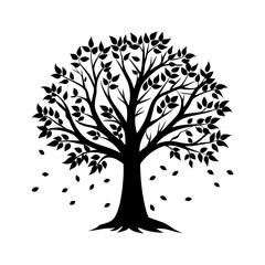 Obraz premium Fall Tree Silhouette vector illustration