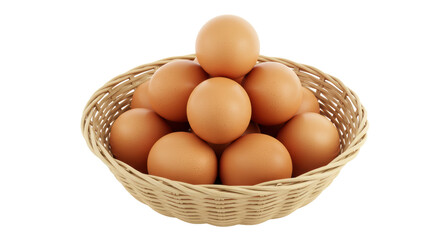 Isolated Basket of Brown Eggs