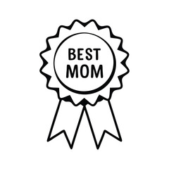 Elegant Mother's Day Award Badge with Love Symbol and Calligraphy Text