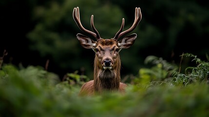 Majestic Red Deer Stag in Forest with UK.