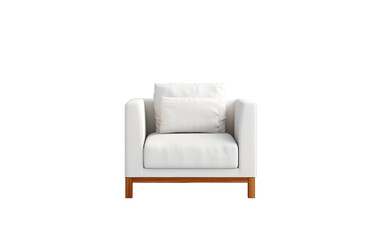 Obraz premium Modern white armchair with a soft cushion perfect for relaxation minimalist design isolated on black background