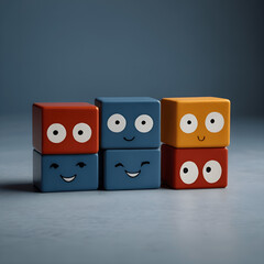 Mental Health and Emotions Concept with Face Blocks