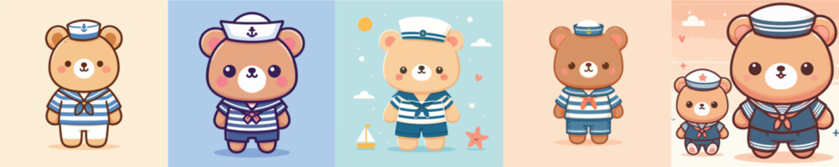 cute bear vector in sailor costume