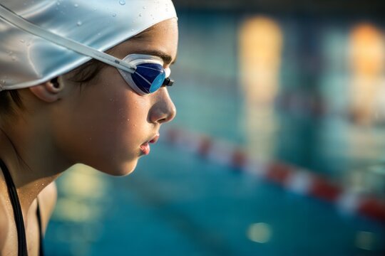 Focused Young Swimmer Ready for Competition