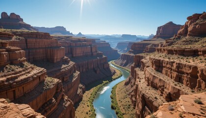 Fototapeta premium Stunning Grand Canyon View with River and Desert Landscape Beauty