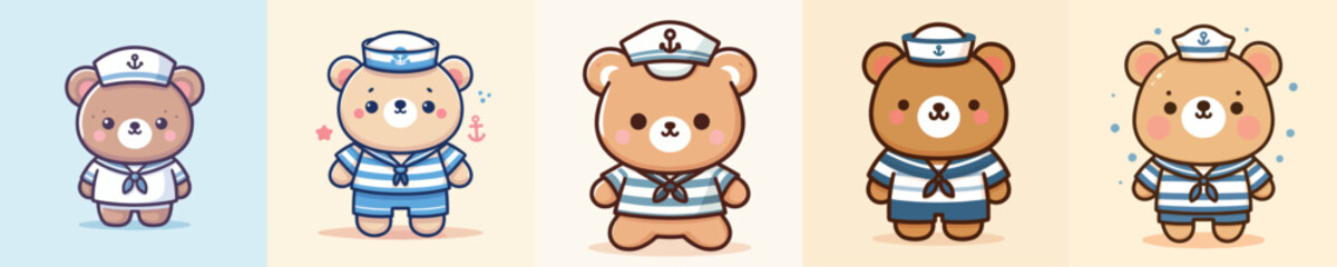 bear vector wearing sailor costume