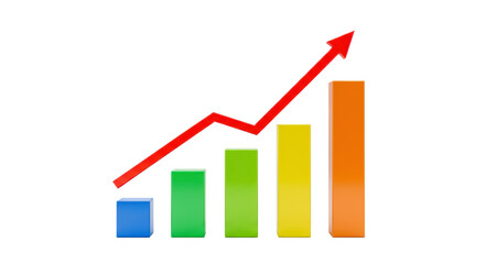 Isolated Bar graph with arrow