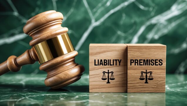 Premises liability law concept with wooden gavel