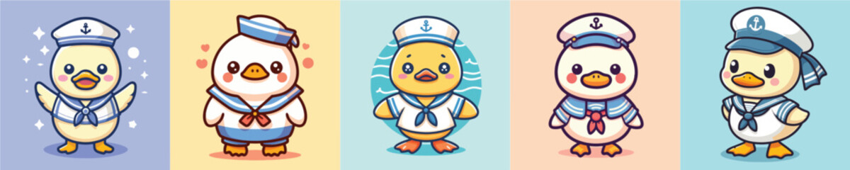 cute duck vector in sailor costume