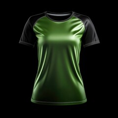 Stylish Green and Black Sport T-shirt with Short Sleeves Isolated