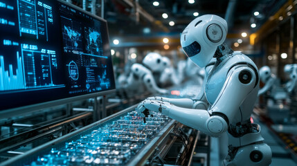 Humanoid robots are working on the production line