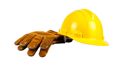 Yellow hardhat construction safety helmet with gloves work gear protection equipment industrial job site 100