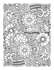 Zentangle Coloring Pages for Adults. vector illustration of a floral background