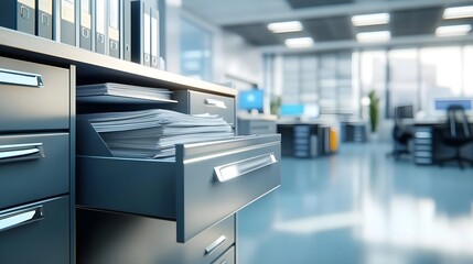 Modern Filing Cabinet Arrangement in a Bright Office Interior