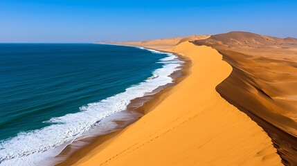 Stunning Contrast of Golden Sand Dunes and Turquoise Ocean Waters