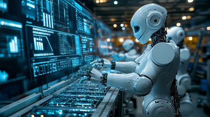 Humanoid robots are working on the production line