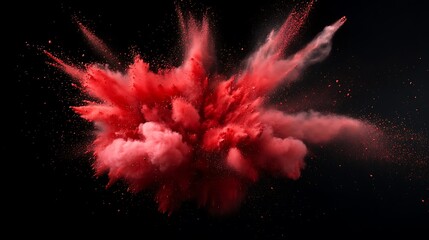 Red Powder Explosion on Black Background.