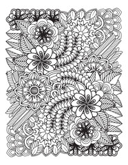 Zentangle Coloring Pages for Adults.  abstract floral pattern