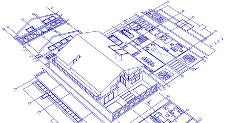 house project architectural sketch 3d	
