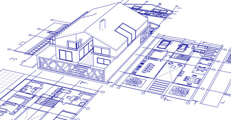 house project architectural sketch 3d	
