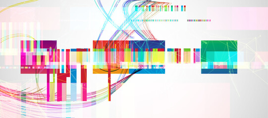Abstract colorful background with different elements and lines. Color chaos. Vector illustration.