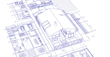 house project architectural sketch 3d	
