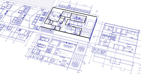 house project architectural sketch 3d	
