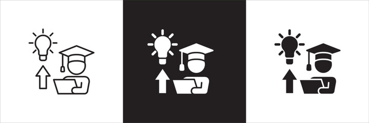 Business education icon. Business economy bachelor icons. Educated employee symbol. Icon symbol compatible for management, idea, scholar, scholarship, learning, study. Vector illustration