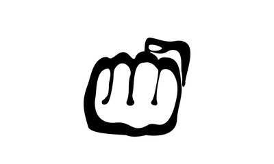 A blow with a human fist, a tattoo, a silhouette, a protest. Vector image